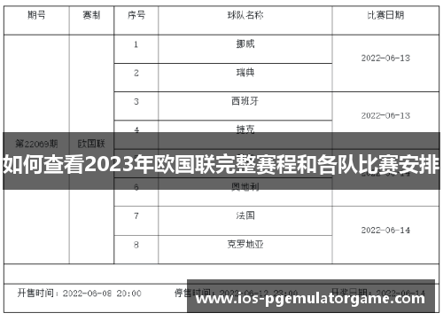 如何查看2023年欧国联完整赛程和各队比赛安排